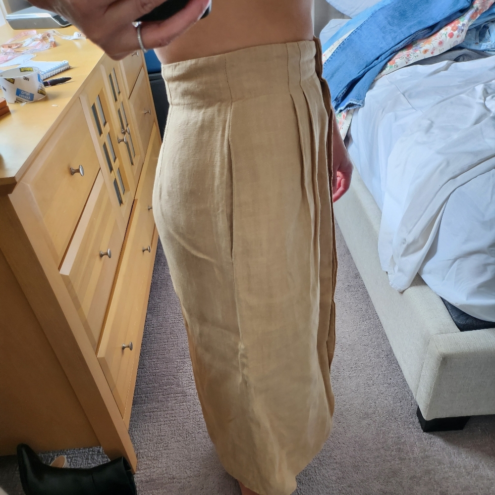 Vintage Tan Linen Maxi Skirt - Picture 7 of 8